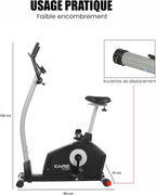 - Vélo d’Appartement Motorisé CV-351 – Masse d'Inertie 10kg - Résistance Magnétique à 16 Niveaux - 7 Programmes d'Entraînement - Selle Ajustable - Connectivité Application Kinomap